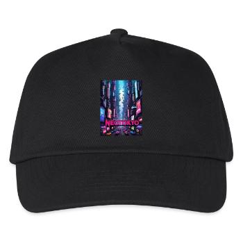 Futuristische Cyberpunk-Stadt - NEOTOKYO - Kinder Basecap - Schwarz - Vorne