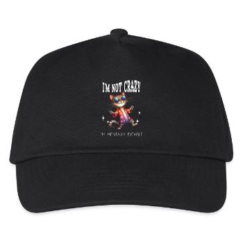 I'm not crazy I'm mentally flexible verrückte Katz - Kinder Basecap - Schwarz - Vorne