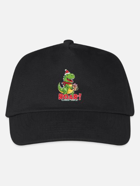 Weihnachtlicher Dinosaurier – ROAR - Kinder Basecap - Schwarz