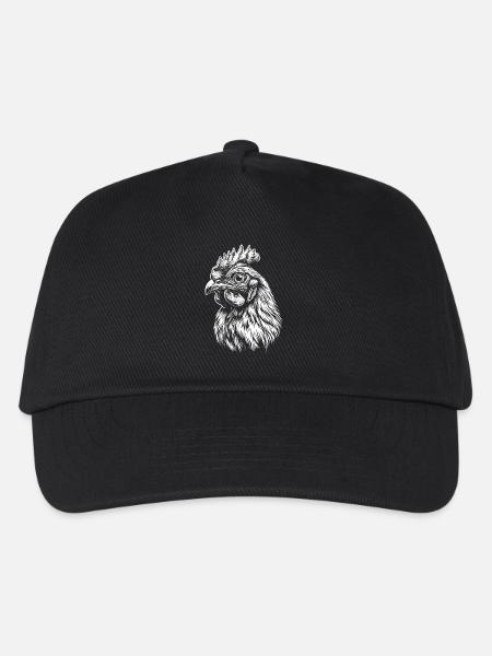 Huhn Portrait Henne Hühner Geflügel Geschenk - Kinder Basecap - Schwarz