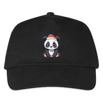 Nikolaus Weihnachtsmann Panda Pandabär China - Kinder Basecap - Schwarz - Vorne