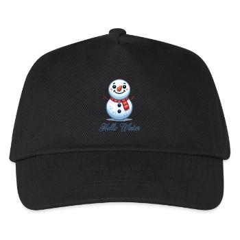 Snowman Schneemann Hello Winter - Kinder Basecap - Schwarz - Vorne