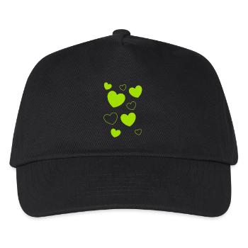 Herz grün grünes Herz Muster grün Herzmuster  - Kinder Basecap - Schwarz - Vorne
