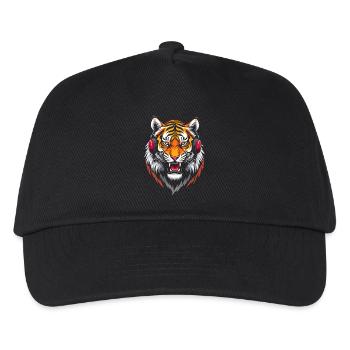 Tiger Animal Graphic Musik Kopfhörer Art Tiger - Kinder Basecap - Schwarz - Vorne