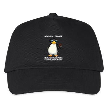 Bevor Du Fragst Ich Teile Schokolade Nicht Pinguin - Kinder Basecap - Schwarz - Vorne