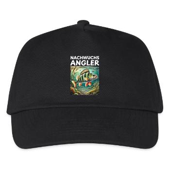 Nachwuchs Angler - Flussbarsch Motiv - Kinder Basecap - Schwarz - Vorne