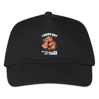 Ich Trainiere, Damit Ich Müll Essen Kann, Capybara - Kinder Basecap - Schwarz - Vorne