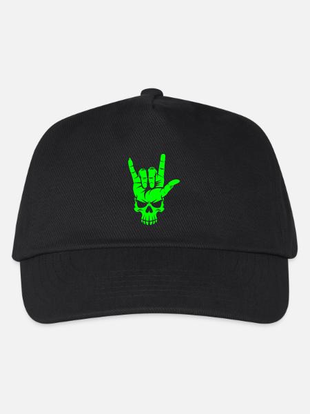 Rock 'n' Roll Skull Hand Gesture - Kids’ Baseball Cap - black