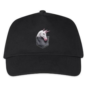 Einhorn - Kinder Basecap - Schwarz - Vorne