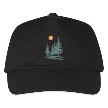 Sonnenbeschienene Kiefern-Silhouette - Kinder Basecap - Schwarz - Vorne