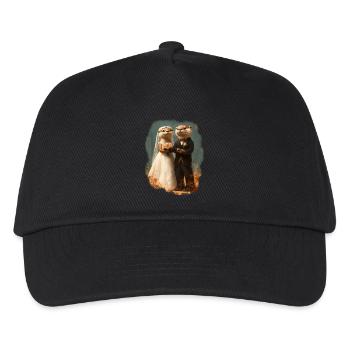 Otter Hochzeitspaar - Kinder Basecap - Schwarz - Vorne