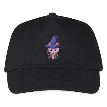 Schwarz Magier Katze - Kinder Basecap - Schwarz - Vorne