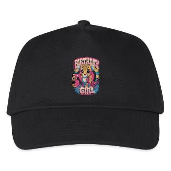 Birthday Leopard 5 Years - Girl - Kids’ Baseball Cap - black - Front