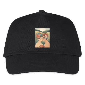 Liebespaar und Blumen - Kinder Basecap - Schwarz - Vorne