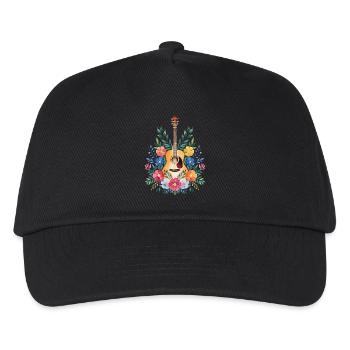 Blumige Gitarrenharmonie - Kinder Basecap - Schwarz - Vorne