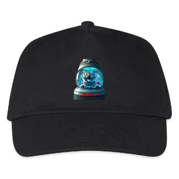Funny cat in a UFO ship - Kids’ Baseball Cap - black - Front
