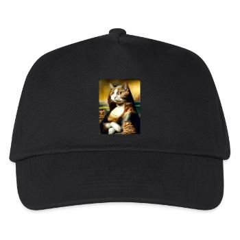 Meow Lisa Funny Cat Parody of the Mona Lisa - Kids’ Baseball Cap - black - Front