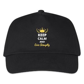 "Keep Calm and Live Simply" T-Shirt - minimalistisch - Kinder Basecap - Schwarz - Vorne