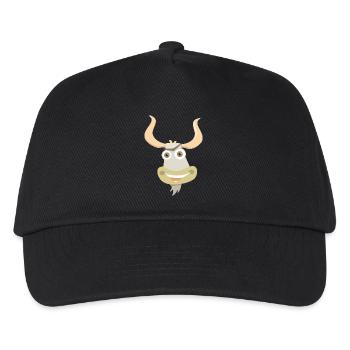 Fröhliche Illustration eines Yakkopfes - Kinder Basecap - Schwarz - Vorne