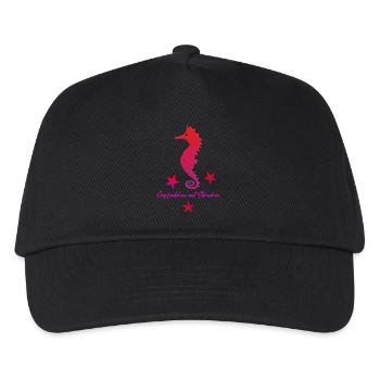 rotes Seepferd mit Sternchen - Kinder Basecap - Schwarz - Vorne