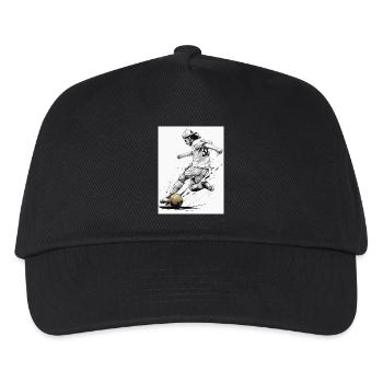 Dynamic Black And White Soccer Player Fussballer - Kinder Basecap - Schwarz - Vorne