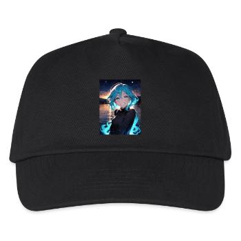Anime blaues Mädchen mit schönen Augen - Kinder Basecap - Schwarz - Vorne