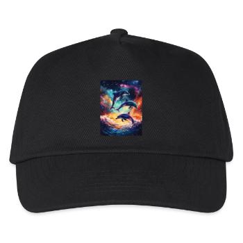 Bunte Delfine Galaxy - Kinder Basecap - Schwarz - Vorne