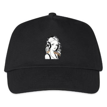 Music Woman Girl Headphones Rave Gift Idea - Kids’ Baseball Cap - black - Front
