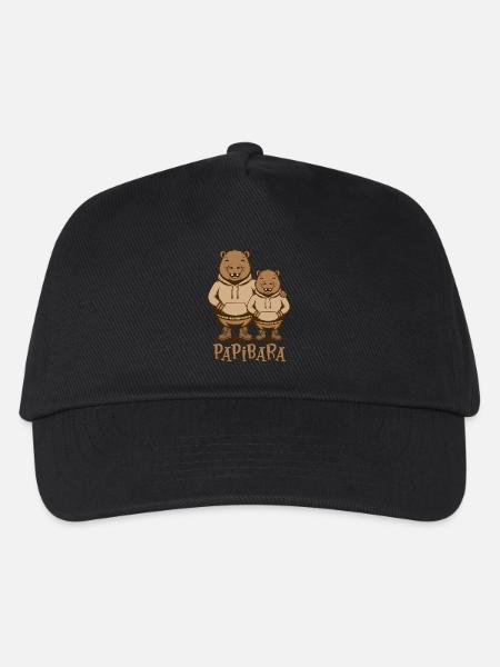 Papibara Papi Capybara Vater Lustig Papa Vatertag - Kinder Basecap - Schwarz