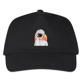 Anime Photographer Print – Trendy Streetwear! - Kids’ Baseball Cap - black - Front