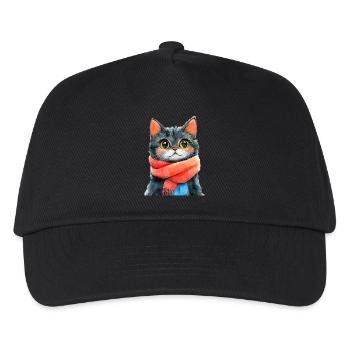Winter-Katze - Kinder Basecap - Schwarz - Vorne