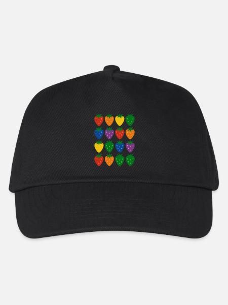 Colorful Rainbow Strawberry Pattern - Kids’ Baseball Cap - black