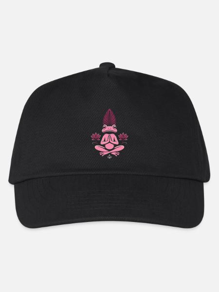Yoga Frosch - Meditierender Frosch mit Lotus - Kinder Basecap - Schwarz