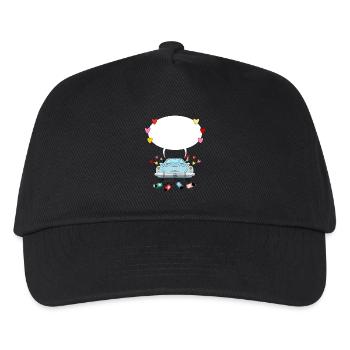 Wedding car with speech bubble in turquoise - Kids’ Baseball Cap - black - Front