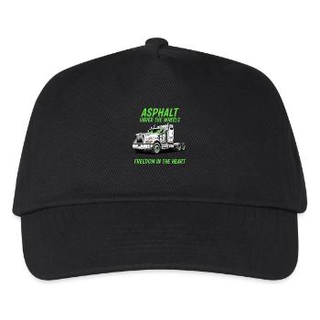 Trucker Herz: Asphalt unter den Rädern - Kinder Basecap - Schwarz - Vorne