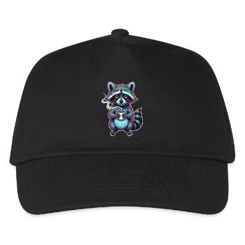 Kaffeeliebhaber Waschbär – Morgenmuffel - Kinder Basecap - Schwarz - Vorne