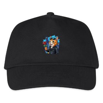 Coole Katze mit Rose – Charme Offensive! - Kinder Basecap - Schwarz - Vorne