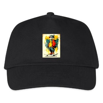 Coole Katze auf Skateboard - modern, stylisch - Kinder Basecap - Schwarz - Vorne