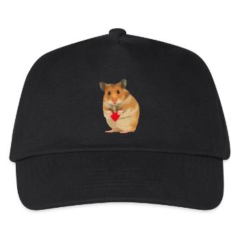 Hamster Menno with heart - Kids’ Baseball Cap - black - Front