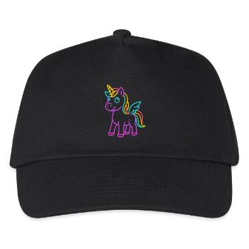 Süßes Pegasus Einhorn | Neon Design Fantasymotiv - Kinder Basecap - Schwarz - Vorne