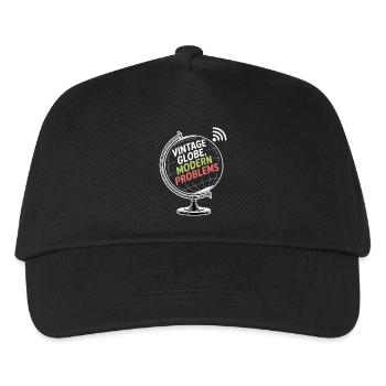 Vintage Globe Moderne Probleme Reisen Humor - Kinder Basecap - Schwarz - Vorne