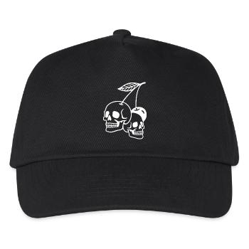 Kirsche Schädel Kunst Illustration - Kinder Basecap - Schwarz - Vorne