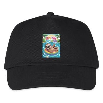 Faultier badet, Sommerferien, splish splash - Kinder Basecap - Schwarz - Vorne