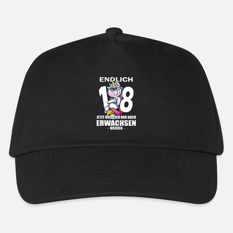 18. Geburtstag Einhorn 18 Jahre 18. Jubiläum - Kinder Basecap - Schwarz