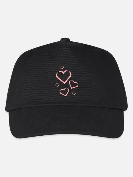 Herz rosa Muster Herzmuster Geschenk Herz - Kinder Basecap - Schwarz