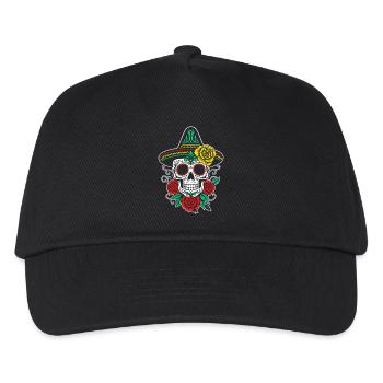 Mexican Sugar Skull Sombrero Roses - Kids’ Baseball Cap - black - Front