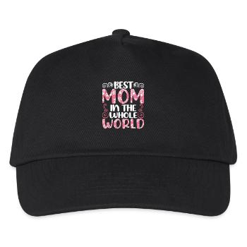 Blumiger Muttertagsgruß Design - Kinder Basecap - Schwarz - Vorne