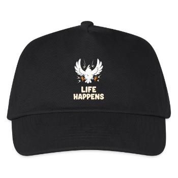 Life Happens Funny Bird Cartoon Saying - Kids’ Baseball Cap - black - Front