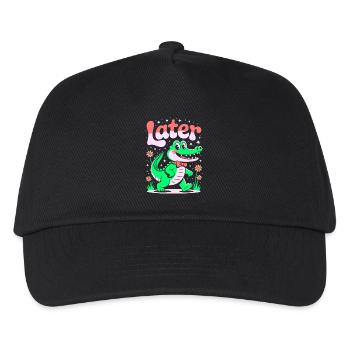 See You Later Aligator - Alligator Retro-Design - Kinder Basecap - Schwarz - Vorne
