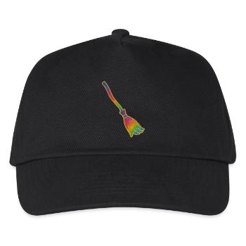 Zauberbesen | Hexenbesen | Regenbogenbesen Glitter - Kinder Basecap - Schwarz - Vorne